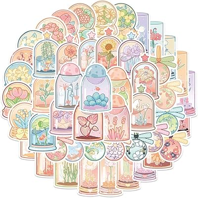 Autocollants de boisson en vinyle imperméables mignons pour bouteilles d'eau, 50 autocollants
