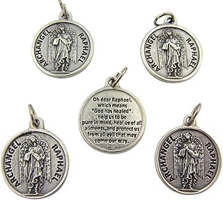 Médaille argentée de l'archange saint raphaël avec prière au dos, 7,75", paquet