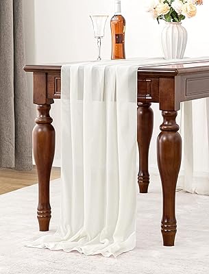 Chemin de table en mousseline de soie 27" x 120", tissu transparent romantique