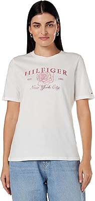 Tommy hilfiger chemisier en tricot à imprimé rose ds reg pour femmes s/s