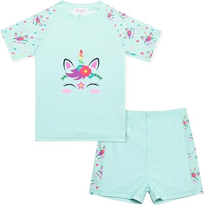Maillot de bain deux pièces rashguard pour fille qubancy avec motif sirène