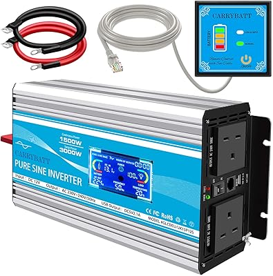Onduleur de puissance à onde sinusoïdale pure 1500 w, convertisseur dc 12 v