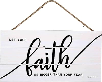 Bannière à suspendre en bois faith bigger than fear pour la décoration