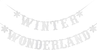 Décorations du pays des merveilles d'hiver - bannière du pays des merveilles d'hiver à paillettes argentées - décorations de fête de noël, décorations d'hiver, décorations de baby shower d'hiver, décorations de bannière d'anniversaire d'hiver. Diaytar : Vivez l'expérience du shopping malin