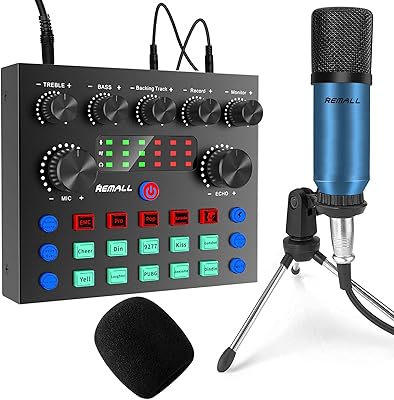 Ensemble d'équipement de podcast, carte son remolle v8s avec kits de microphone, ensemble