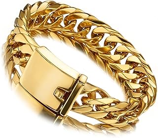 Bracelet chaîne à maillons cubains miami, or 18 carats, 16 mm, grand acier