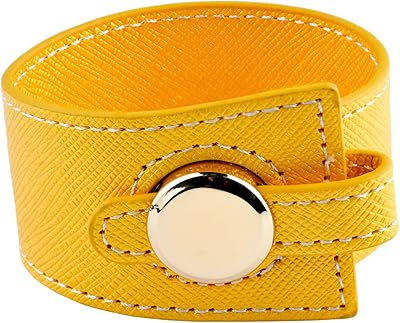 Bracelet tendance en cuir épais avec bouton-pression en pierre de lune pour femme