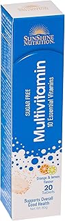 Comprimés multivitaminés effervescents orange et citron sunshine nutrition - 20 comprimés