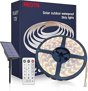 Bande lumineuse solaire d'extérieur à led : 164 pieds ip67 bande