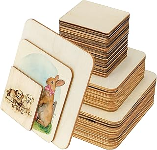 Metori 42 pièces carrées en bois vierges inachevées 3 de tailles différentes