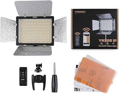 Yongnuo yn-300-iii pro video light 5500k avec adaptateur secteur externe pour appareil