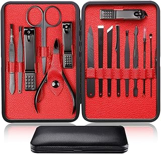 Auretti ensemble de 15 coupe-ongles professionnels noirs, ciseaux pour soins des oreilles, pinces