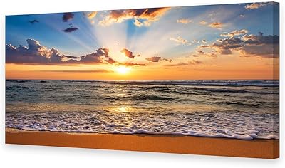 Grande impression sur toile moluna sunrise, océan et plage, 1 panneau, scène