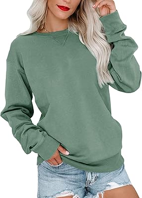 Sweat-shirt décontracté à manches longues et col rond pour femme, joli pull confortable