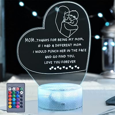 Veilleuse cadeaux pour maman, cadeaux d'anniversaire pour la fête des mères de la part de sa fille et de son fils, cadeaux uniques love you pour maman, lampe led en forme de cœur pour la fête des mères, noël. Redéfinissez vos attentes shopping avec Diaytar
