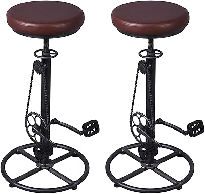 Tabouret de vélo réglable pivotant rustique - comptoir de cuisine de hauteur 31-36"