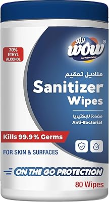 Lingettes désinfectantes wow 80 lingettes - 70% d'alcool
