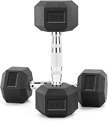 Ensemble d'haltères hexagonaux skyland new, 4 kg x 2, noir, em-9260-4