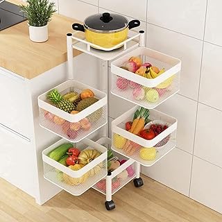 Panier à légumes de cuisine en métal épais multicouche g-storm avec roues rotatives