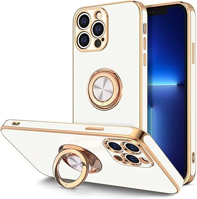 Coque de protection antichoc en silicone souple de luxe avec anneau magnétique rotatif