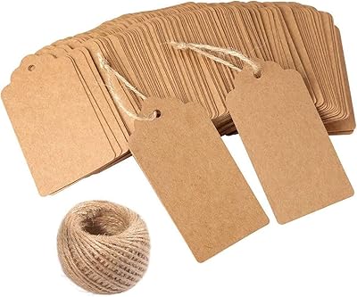 Étiquettes cadeaux mullor, 100 pièces cartes de mariage rectangulaires en papier kraft marron