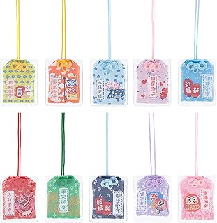Webidy 10 pièces porte-bonheur japonais omamori à suspendre au sac amulette pour la santé