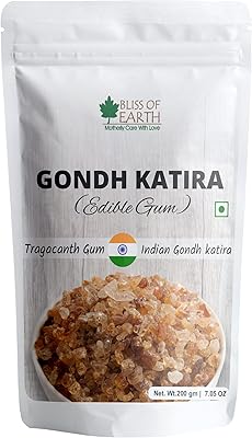 Bliss of earth gomme trajacanth comestible pure bio pour faire des ladoos