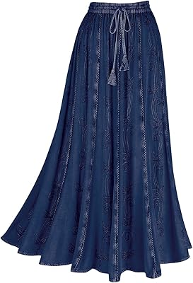 Jupe longue à broderie florale surteinte pour femme longueur cheville s