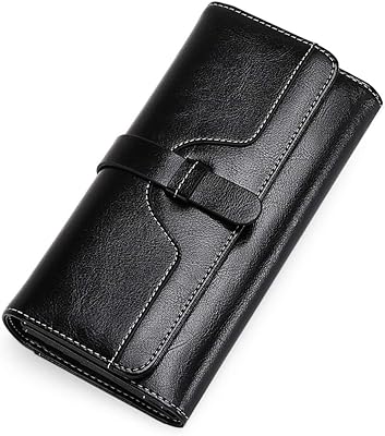 Portefeuille en cuir véritable pour femme avec blocage rfid, portefeuille long pour femme