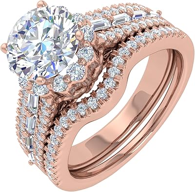 Ensemble d'alliances en or 14 carats et diamants