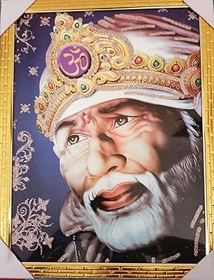 Cadre photo religieux sai baba pour maison temple puja, lot de 1, blanc