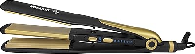 Lisseur et bigoudi 2 en 1 sonashi [noir-or] shs-2082 outil de coiffure