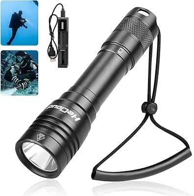 Lampe de poche de plongée rechargeable étanche et anti-poussière, lampe de poche sous-marine