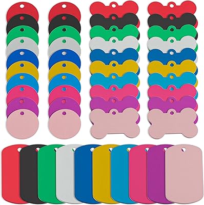 Fremendino, 60 pièces étiquettes vierges double face colorées pour animaux de compagnie, nom