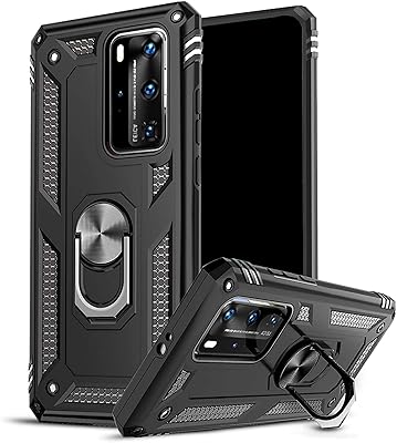 Coque huawei p40 pro/p40 pro plus avec protecteur d'écran en verre trempé, anneau