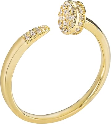Bague à ongles ouverte plaquée or 18 carats parsemée de zirconium