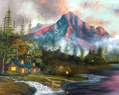 Komedo peinture par numéro paysage de montagne peint à la main art mural