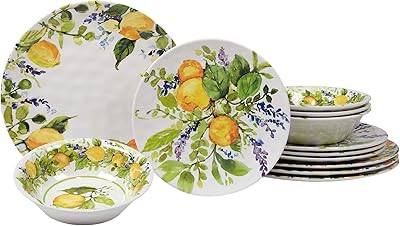 Service de table en mélamine 12 pièces certifié international lemon, multicolore