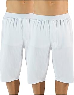 Short décontracté deux pièces en maille longue pour hommes - blanc, blanc
