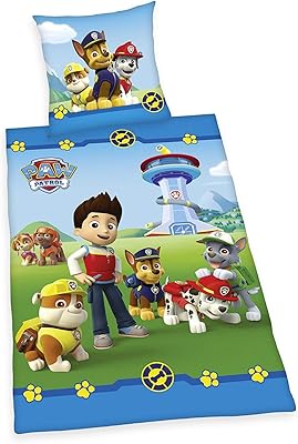 Parure de lit réversible hairding paw patrol, housse de couette 135 x 200