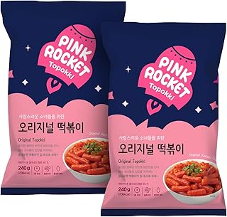 Gâteau de riz épicé original teokbokki pink rocket, paquet de 2 (4 portions)