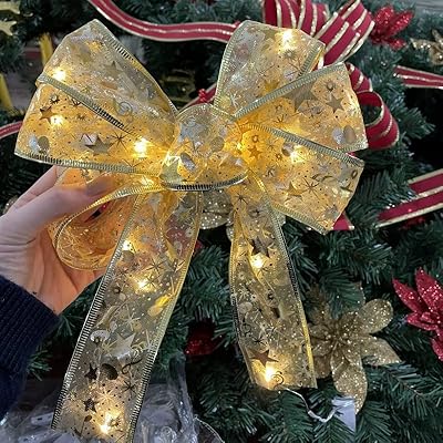 Grand arbre de noël pendentif lumineux double ruban led chaîne lumineuse arc cadeau
