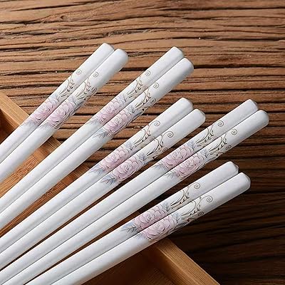 5 paires de baguettes en porcelaine - baguettes réutilisables lavables au lave-vaisselle, 9,7"