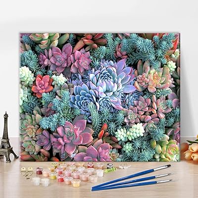 Techeron kit de peinture par numéros de plantes succulentes bricolage pour adultes