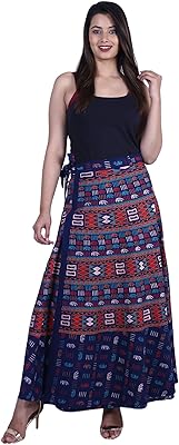 Jupe longue portefeuille de mode indienne rajawada 100% coton imprimé mandala jaipuri taille