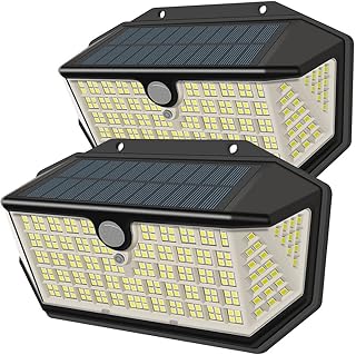 Lampes solaires d'extérieur 120 led avec intensité variable et 3 modes d'éclairage, lumières