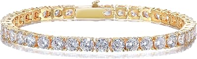 Bracelet de tennis pour femme plaqué or blanc 18 carats, serti de griffes