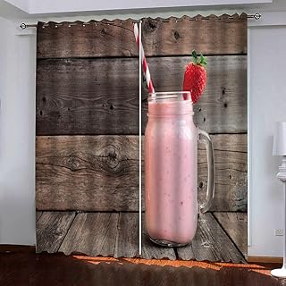 Rideaux occultants à œillets en planches et milkshake aux fraises, rideaux à isolation