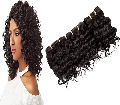 Cheveux brésiliens bouclés, mèches synthétiques courtes et profondes pour femmes noires, tissage