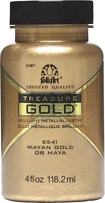 Peinture métallisée brillante folkart de treasure, 4 oz, or maya